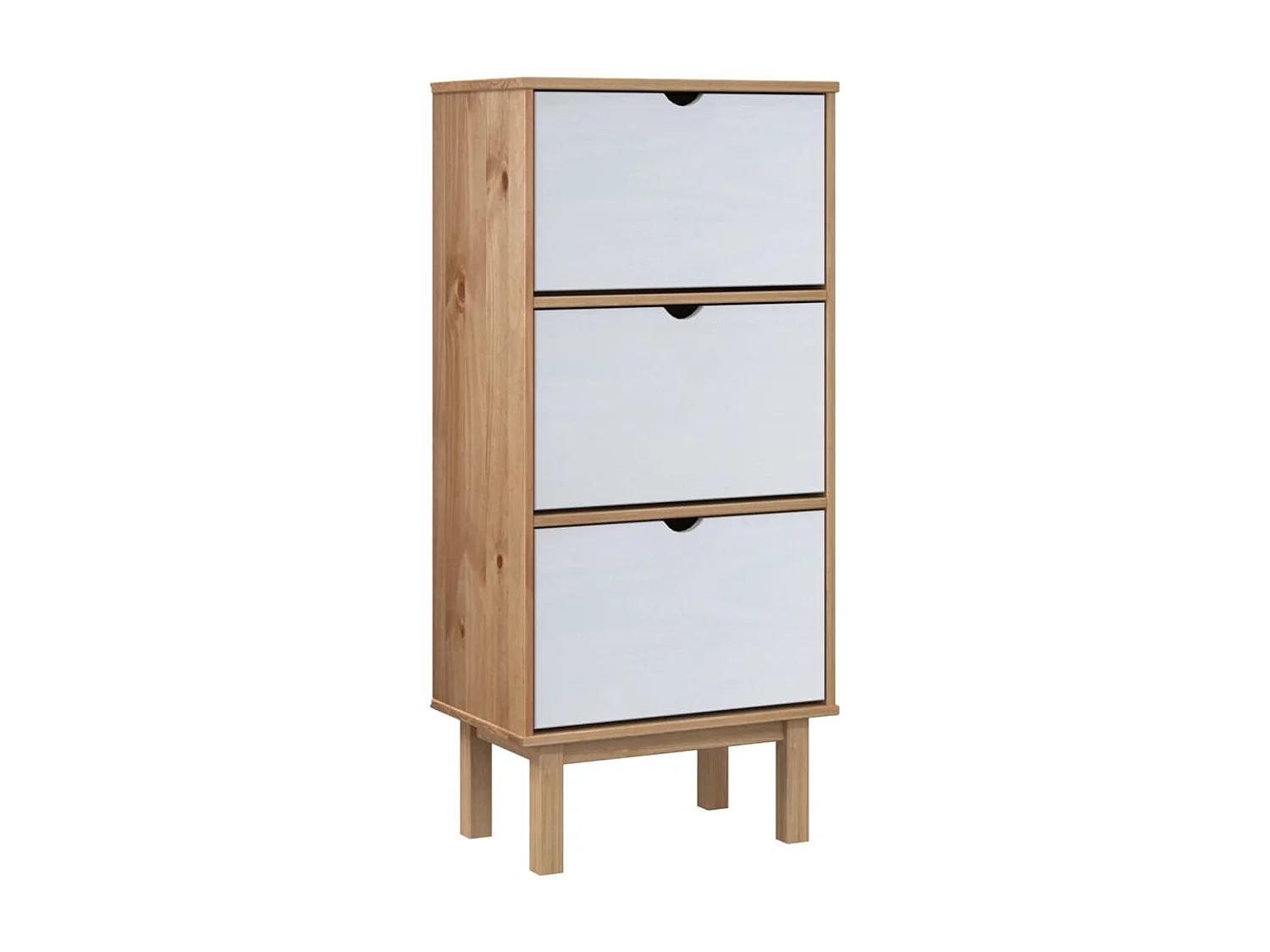 Armoire à chaussures OTTA et 3 tiroirs Marron et blanc Bois pin