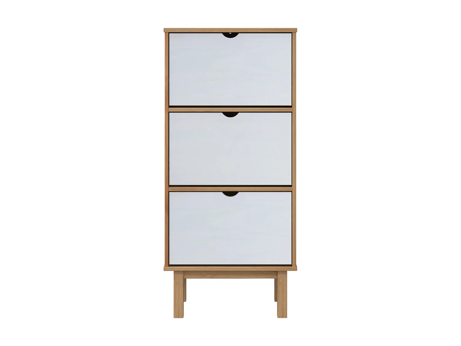 Armoire à chaussures OTTA et 3 tiroirs Marron et blanc Bois pin