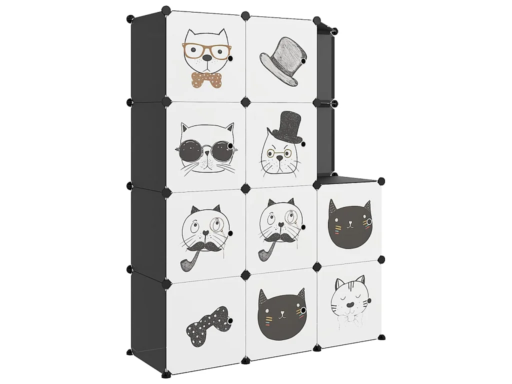 Armário infantil com 10 cubos Preto PP