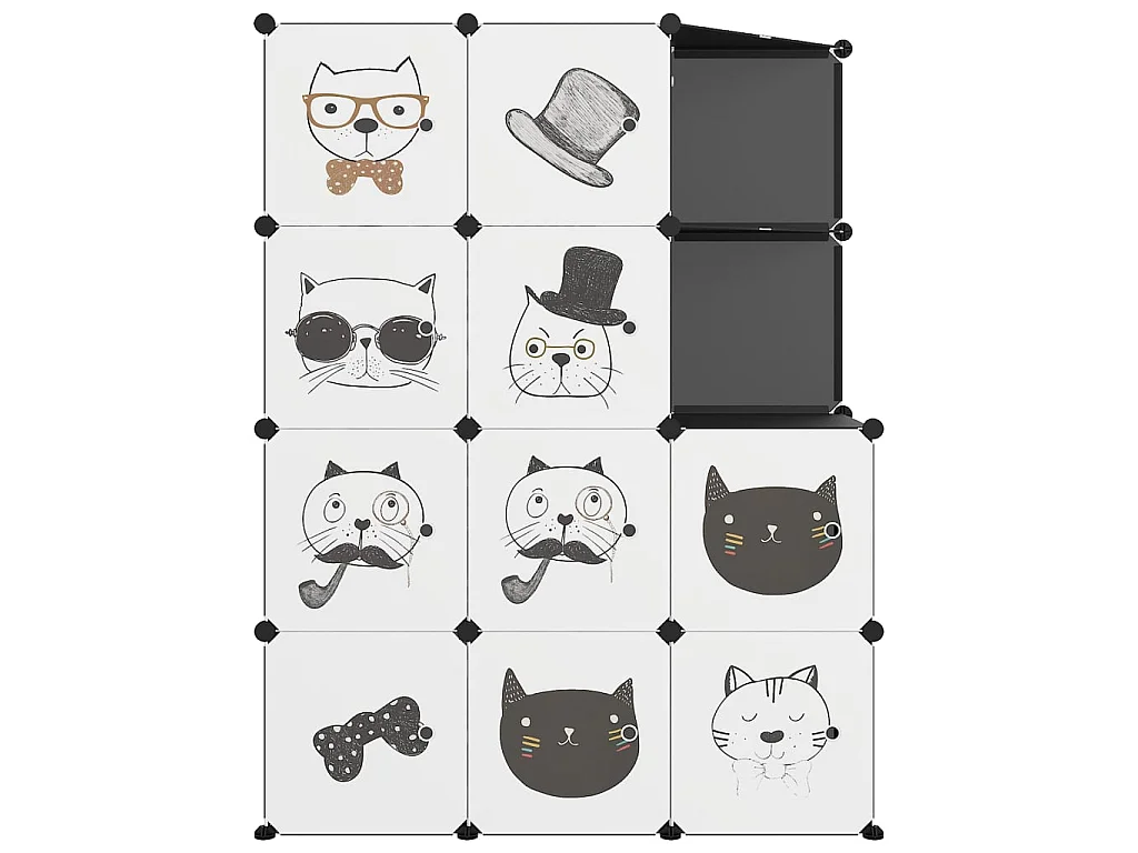 Armário infantil com 10 cubos Preto PP