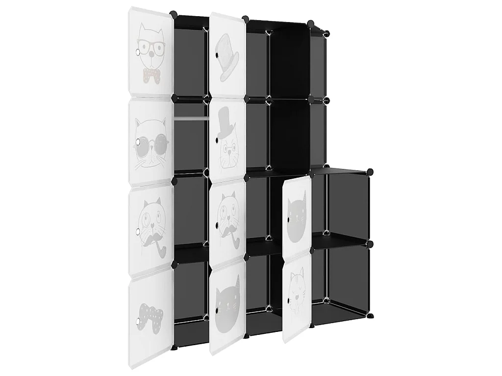 Armário infantil com 10 cubos Preto PP
