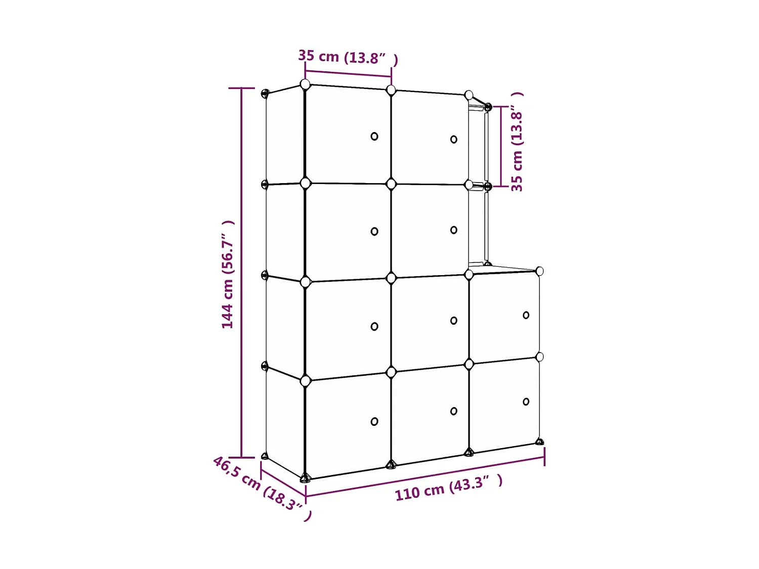 Armoire de rangement pour enfants avec 10 cubes Noir PP