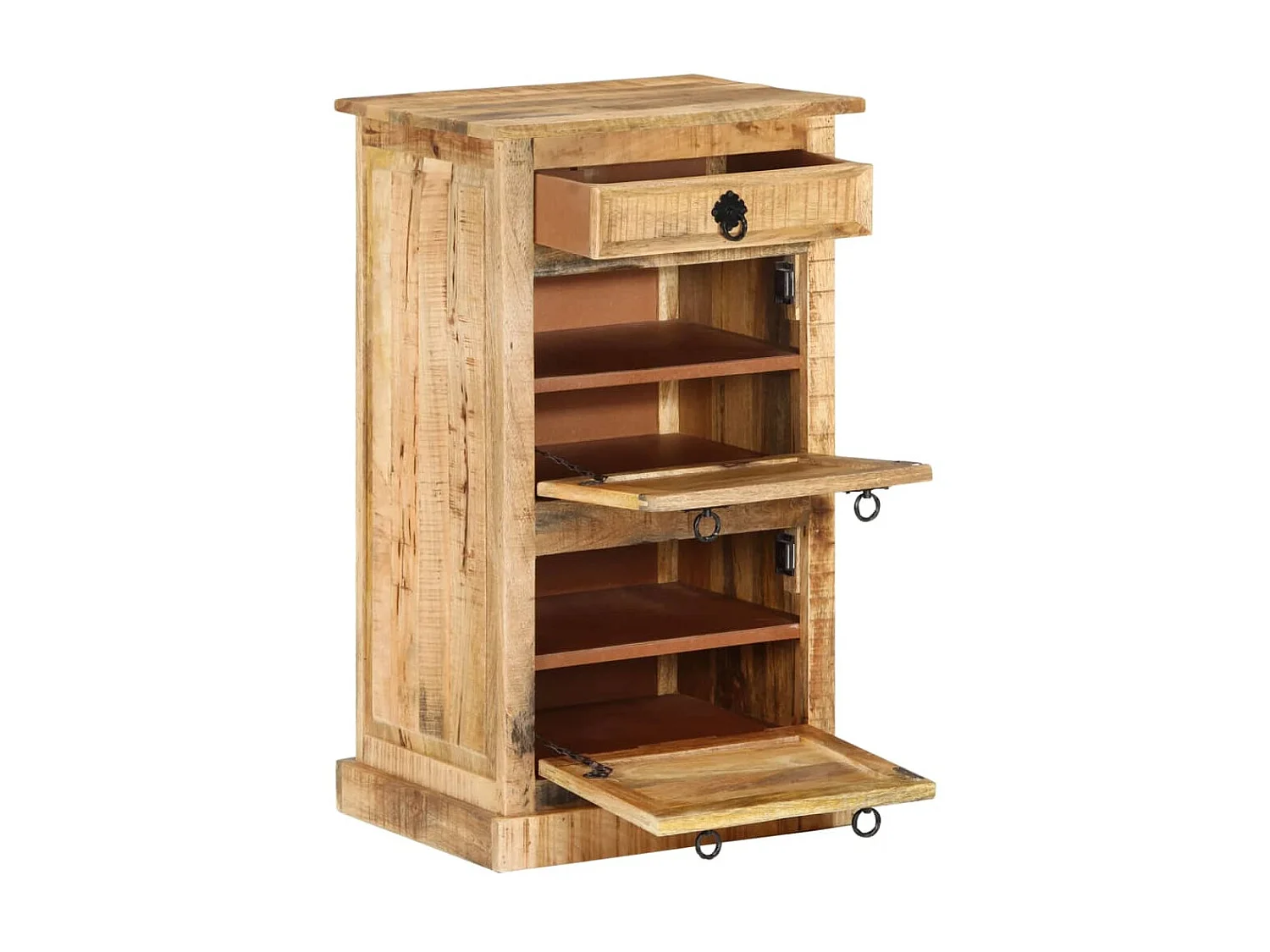 Armoire à chaussures 4 niveaux avec tiroir Bois manguier brut