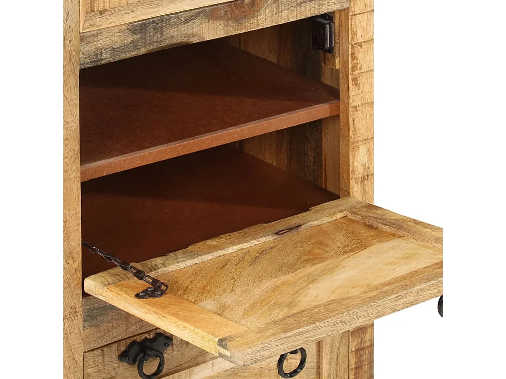 Armoire à chaussures 4 niveaux avec tiroir Bois manguier brut