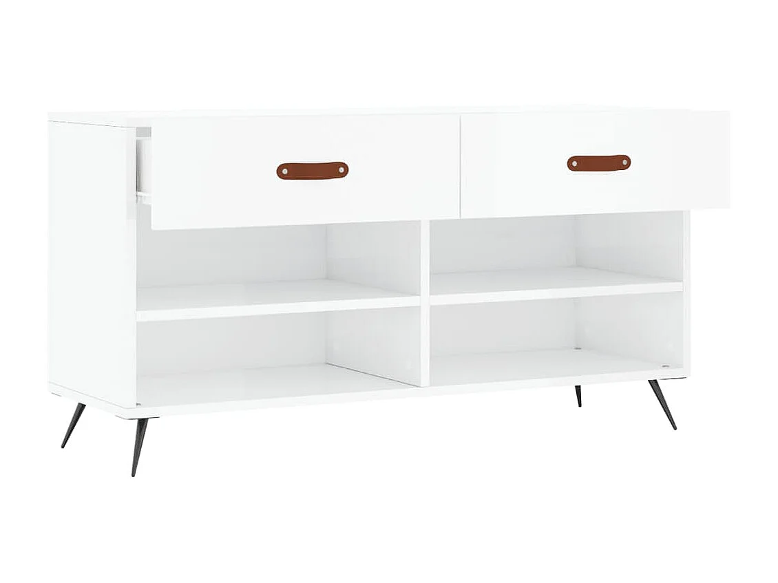 Banc à chaussures blanc brillant 102x35x55 cm bois d'ingénierie