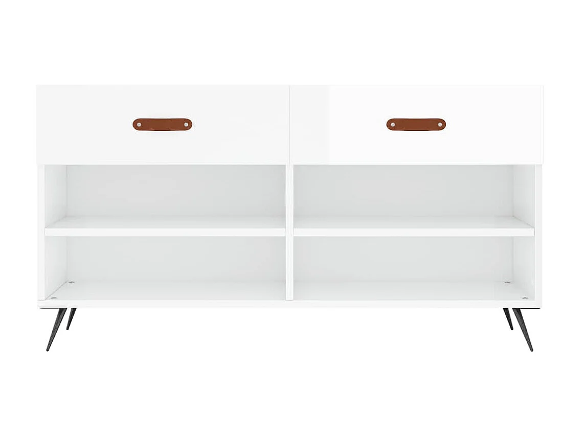 Banc à chaussures blanc brillant 102x35x55 cm bois d'ingénierie