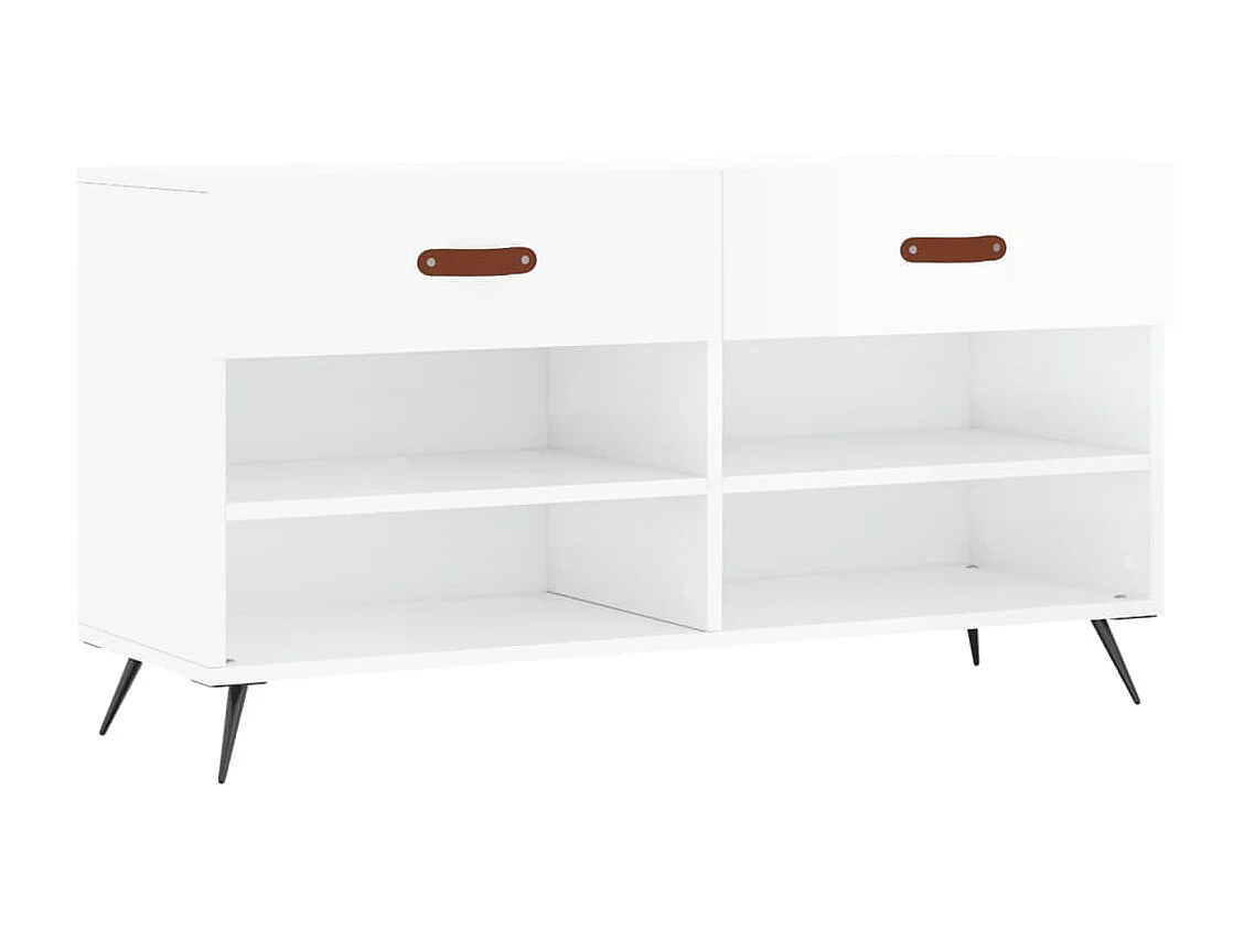 Banc à chaussures blanc brillant 102x35x55 cm bois d'ingénierie
