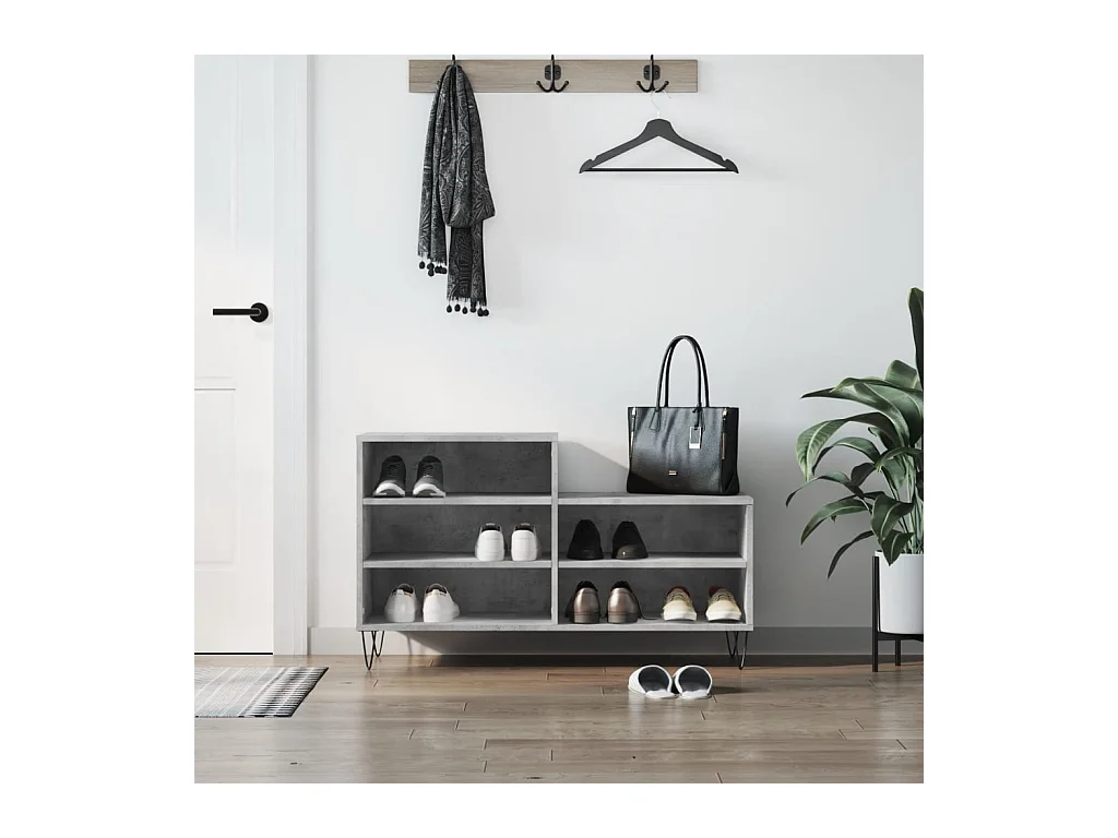 Armoire à chaussures Gris béton 102x36x60 cm Bois d'ingénierie