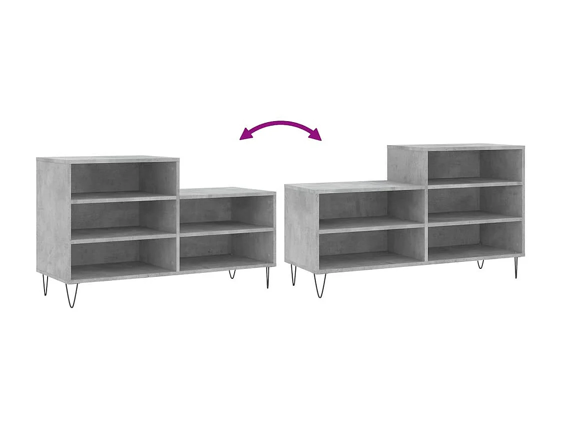 Armoire à chaussures Gris béton 102x36x60 cm Bois d'ingénierie