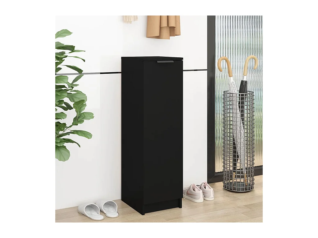 Armoire à chaussures noir 30x35x100 cm bois d'ingénierie