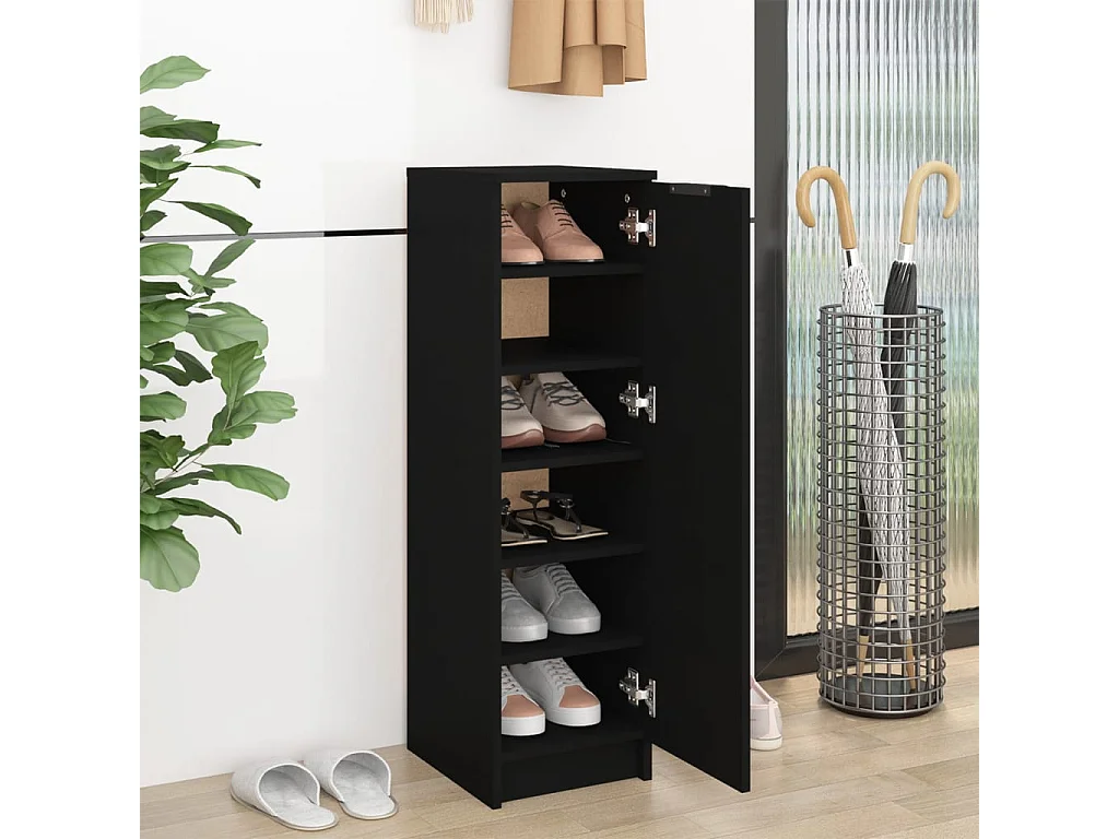 Schoenenkast zwart 30x35x100 cm samengesteld hout