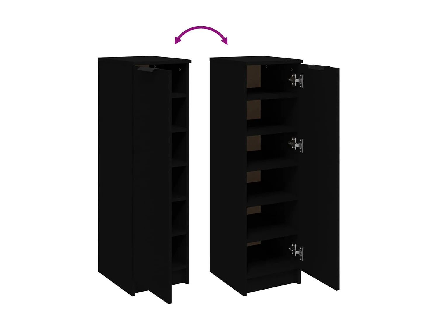 Schoenenkast zwart 30x35x100 cm samengesteld hout