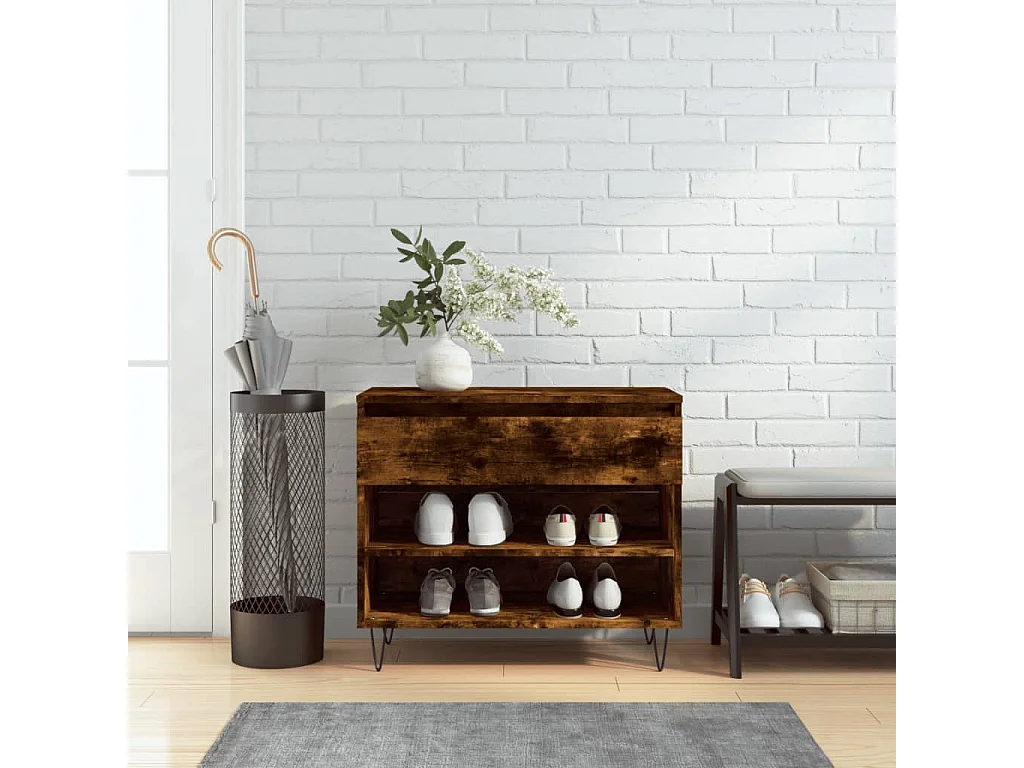 Armoire à chaussures Chêne fumé 70x36x60 cm Bois d'ingénierie