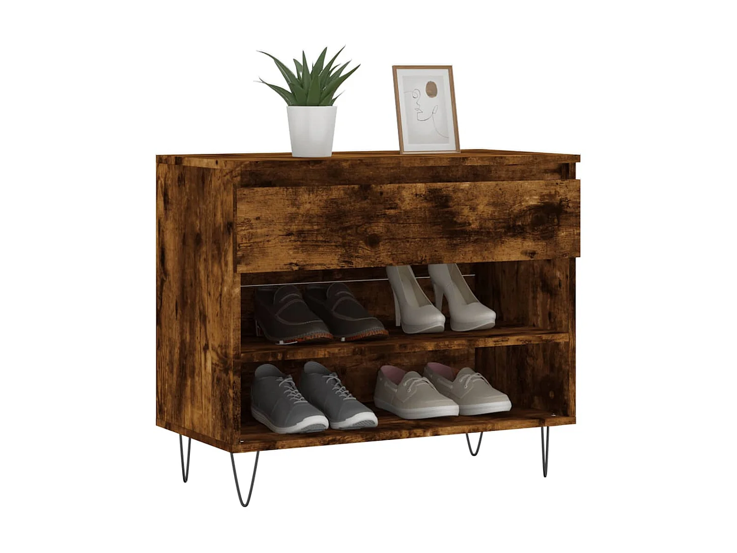 Armoire à chaussures Chêne fumé 70x36x60 cm Bois d'ingénierie