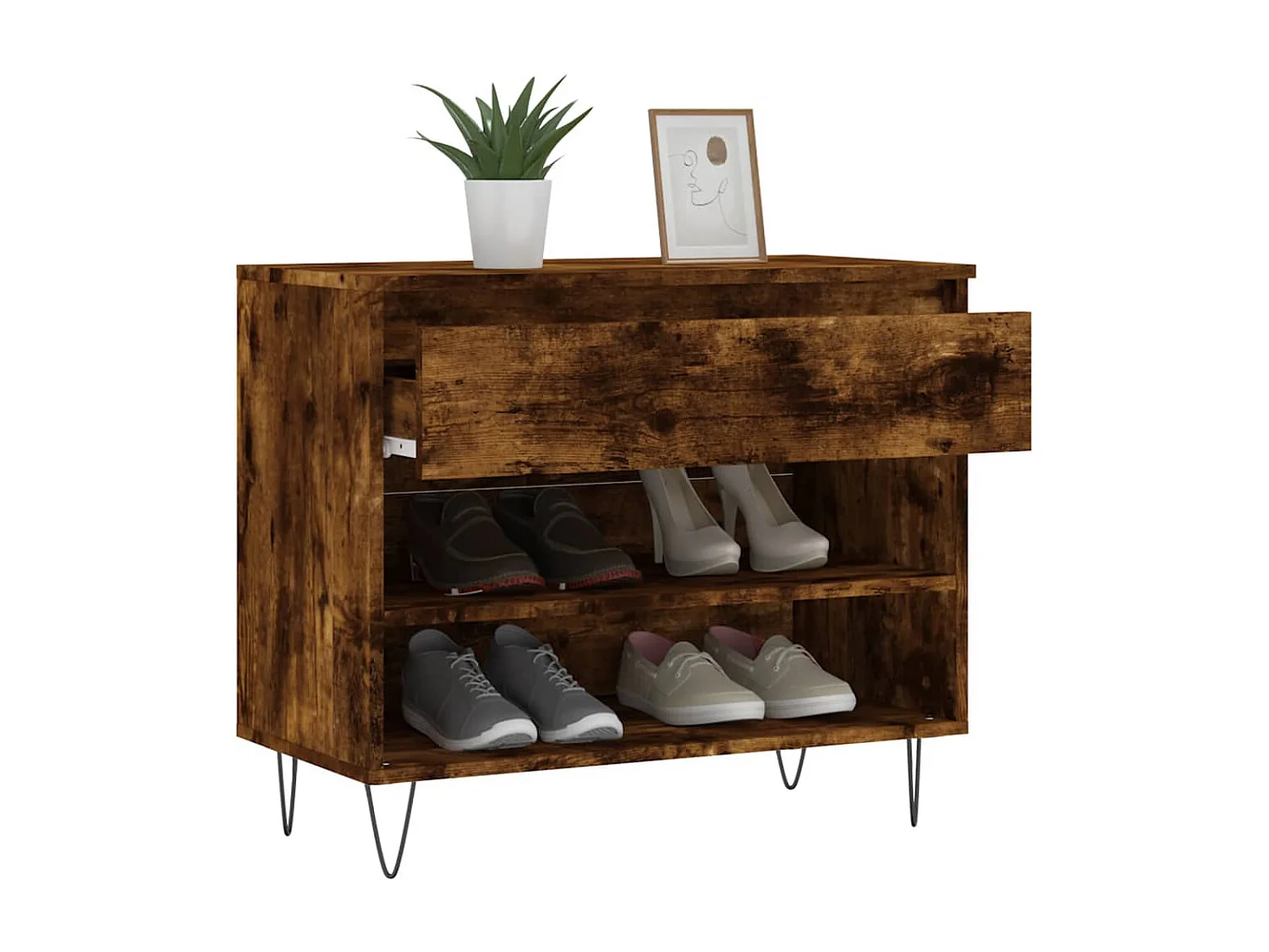 Armoire à chaussures Chêne fumé 70x36x60 cm Bois d'ingénierie