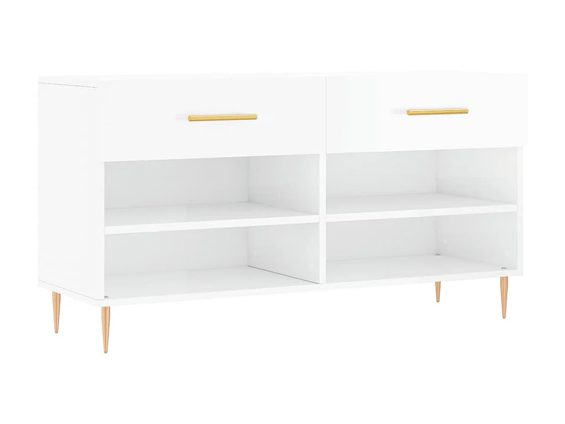 Banc à chaussures blanc brillant 102x35x55 cm bois d'ingénierie