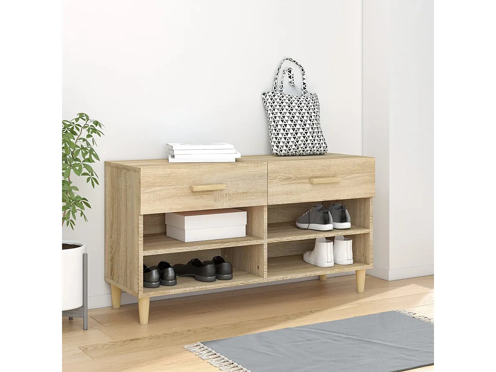 Sapateira carvalho Sonoma 102x35x55cm Madeira trabalhada