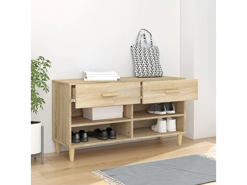 Armoire à chaussures Chêne sonoma 102x35x55cm Bois d'ingénierie