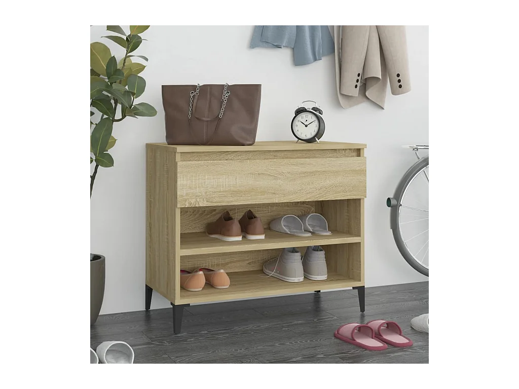 Schoenenkast Sonoma eiken 70x36x60 cm Bewerkt hout