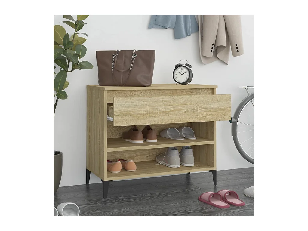 Schoenenkast Sonoma eiken 70x36x60 cm Bewerkt hout