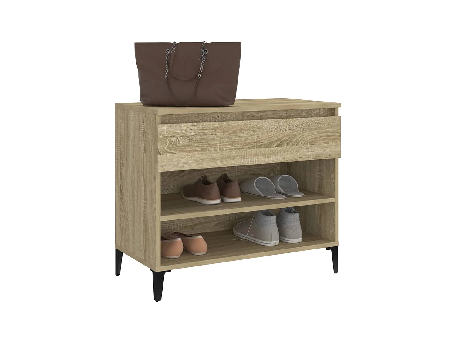 Schoenenkast Sonoma eiken 70x36x60 cm Bewerkt hout