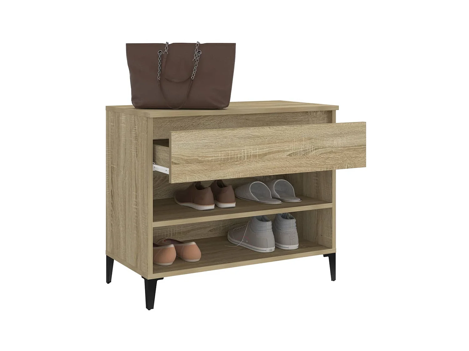 Schoenenkast Sonoma eiken 70x36x60 cm Bewerkt hout