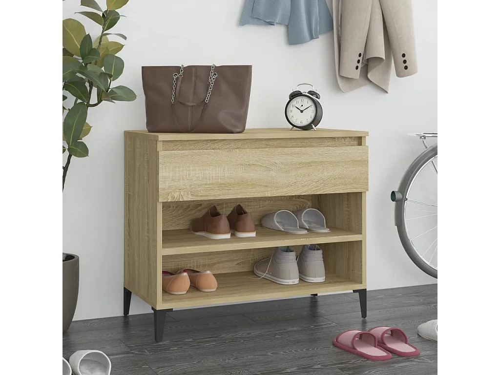 Schoenenkast Sonoma eiken 70x36x60 cm Bewerkt hout