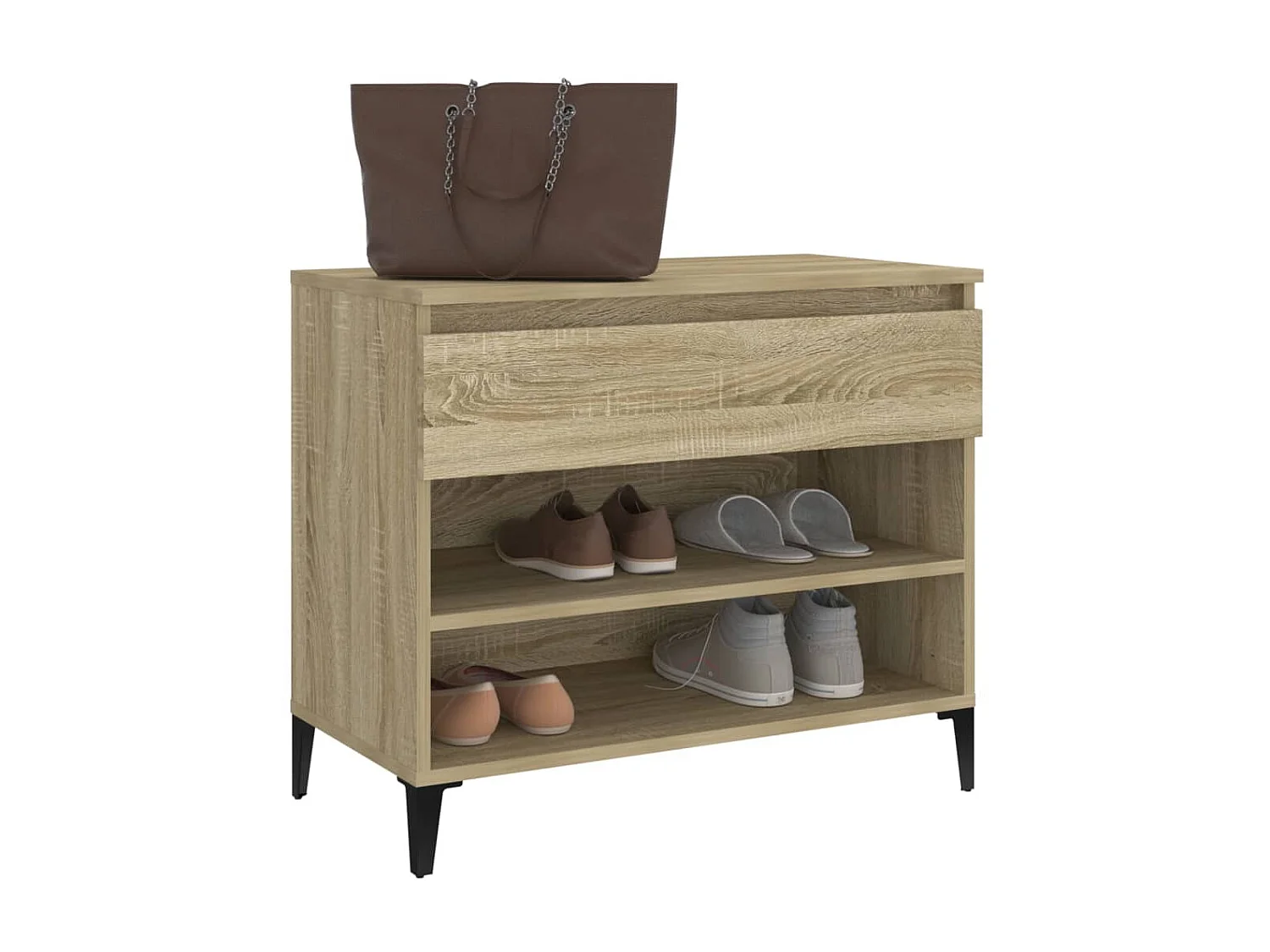 Schoenenkast Sonoma eiken 70x36x60 cm Bewerkt hout