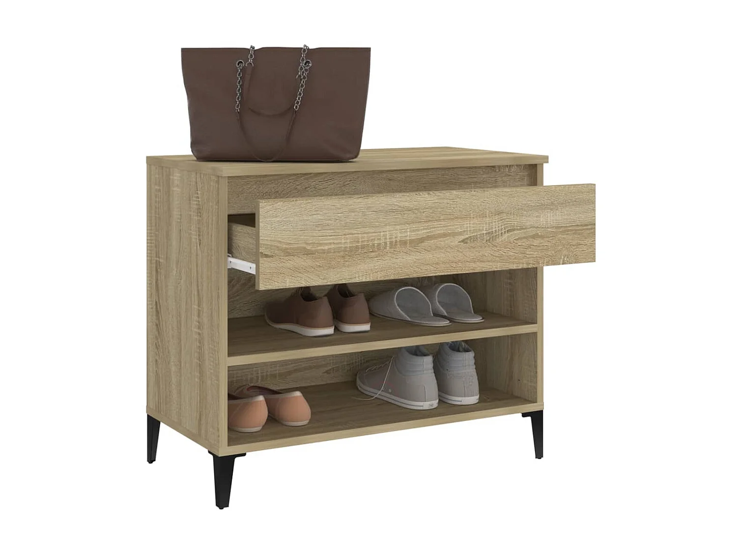 Schoenenkast Sonoma eiken 70x36x60 cm Bewerkt hout