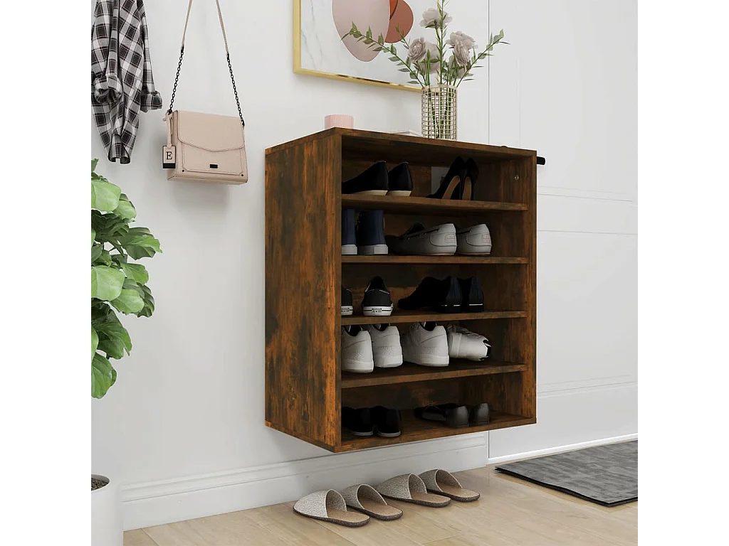 Schoenenkast Gerookt eiken 60x35x70 cm Bewerkt hout