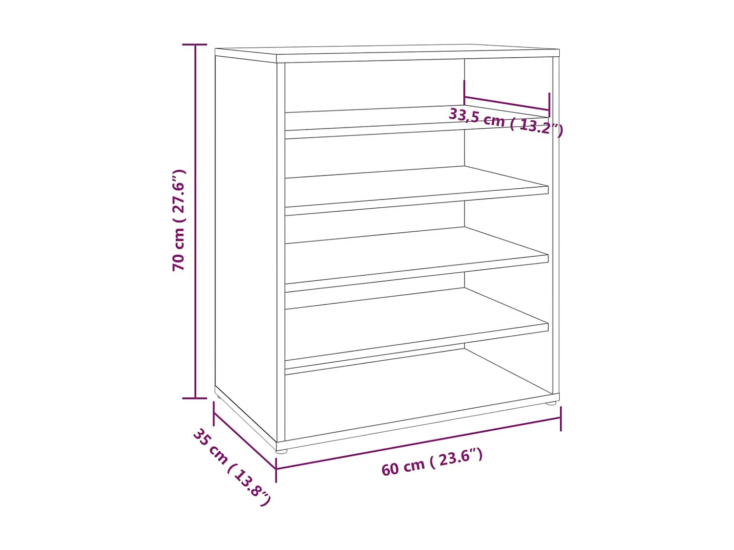 Schoenenkast Gerookt eiken 60x35x70 cm Bewerkt hout