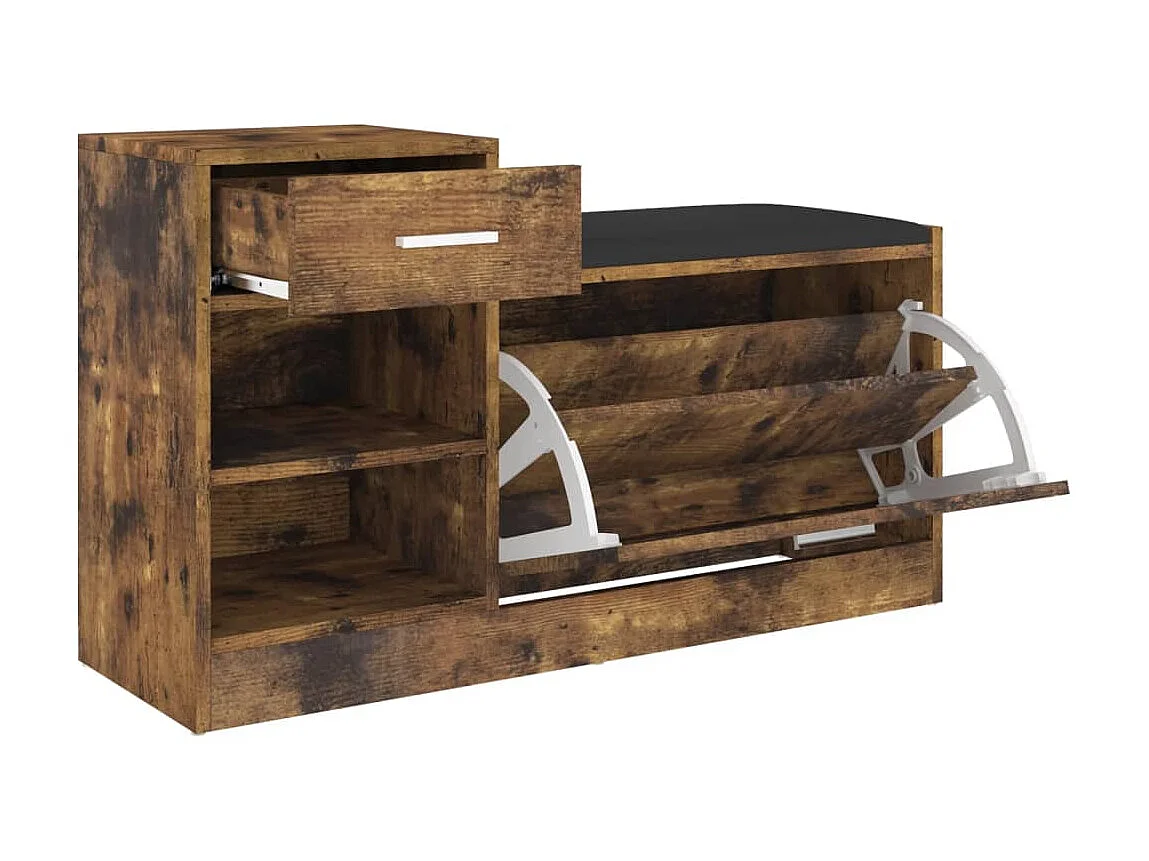 Schoenenbank Gerookt eiken 94,5x31x57 cm Spaanplaat