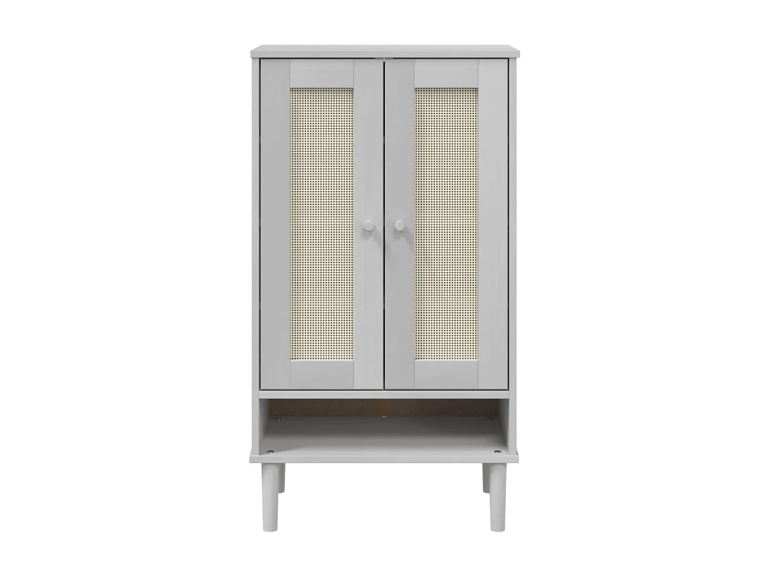 Armoire à chaussures SENJA aspect rotin blanc bois massif