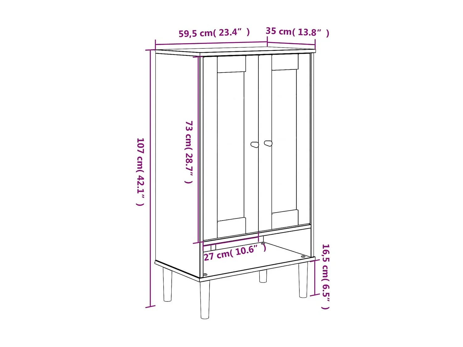 Armoire à chaussures SENJA aspect rotin blanc bois massif