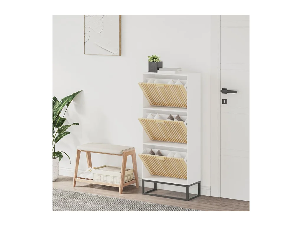 Schoenenkast wit 52x25x120 cm samengesteld hout