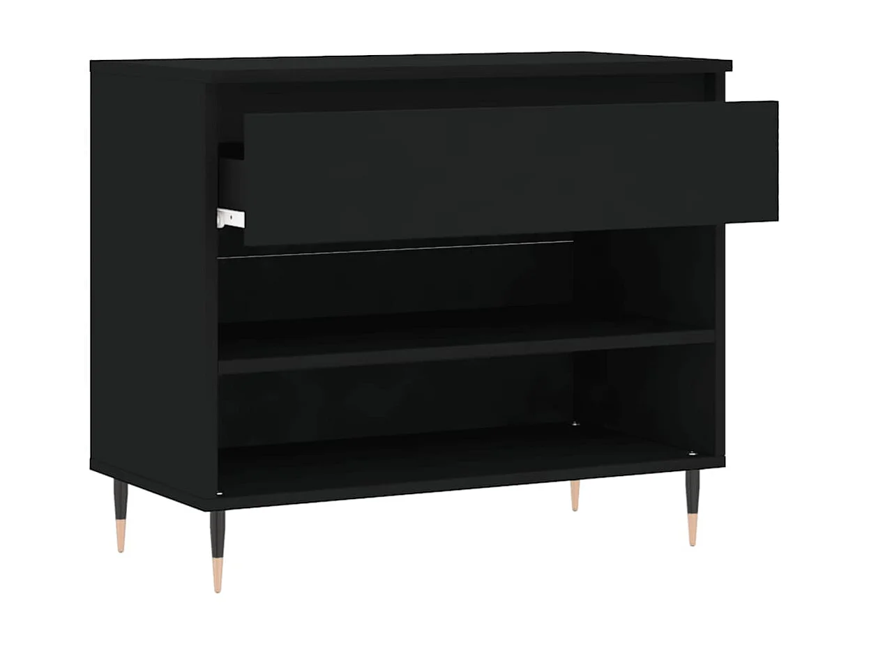 Schoenenkast Zwart 70x36x60 cm Bewerkt hout