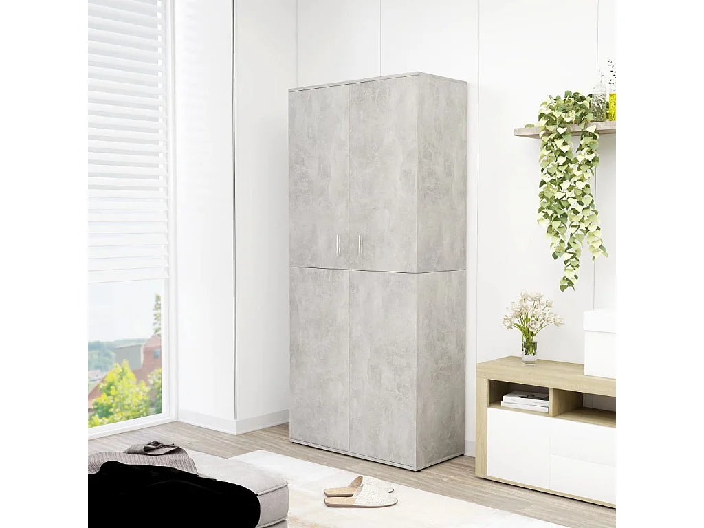 Armoire à chaussures Gris béton 80x39x178 cm Aggloméré