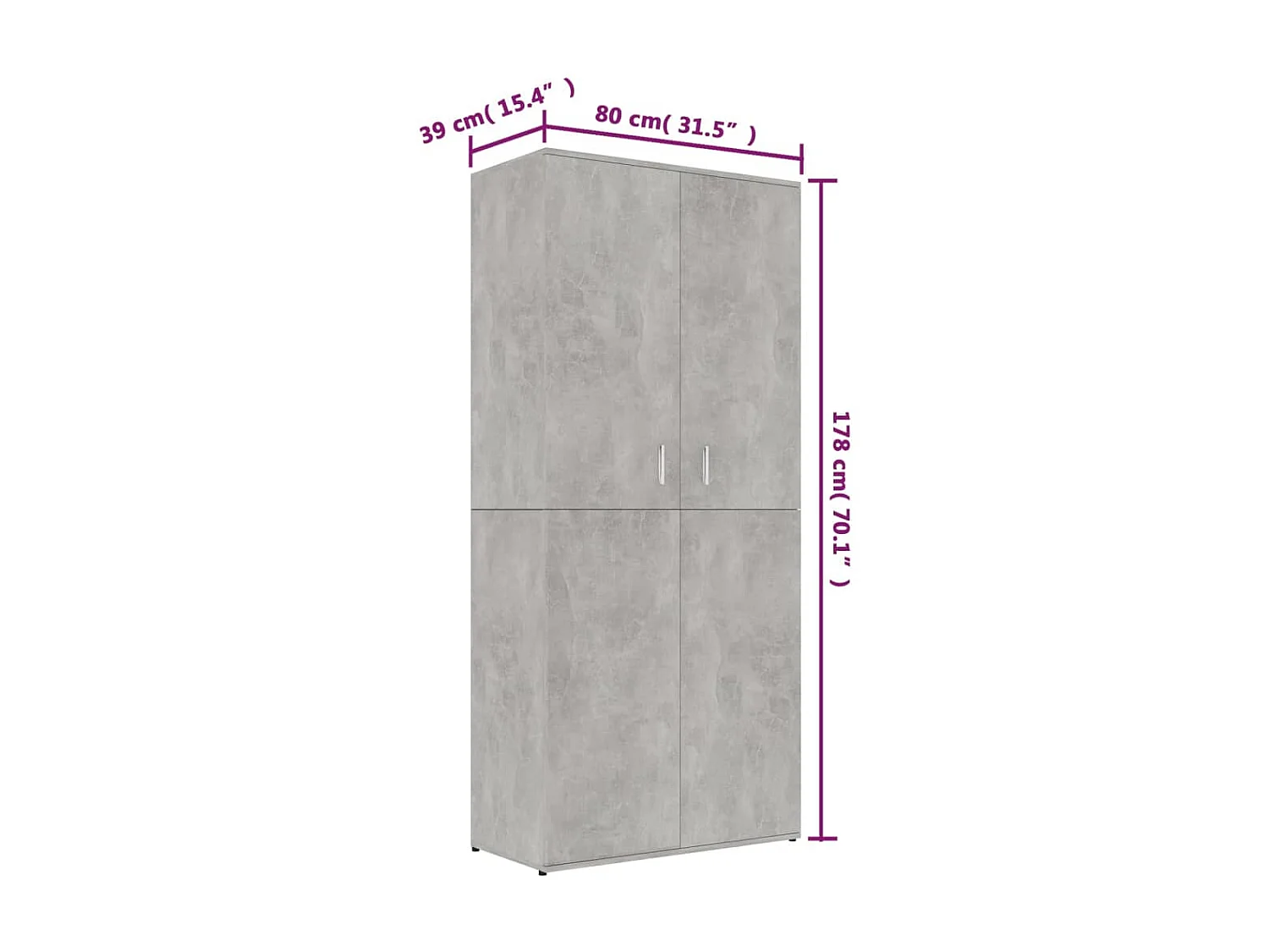 Armoire à chaussures Gris béton 80x39x178 cm Aggloméré
