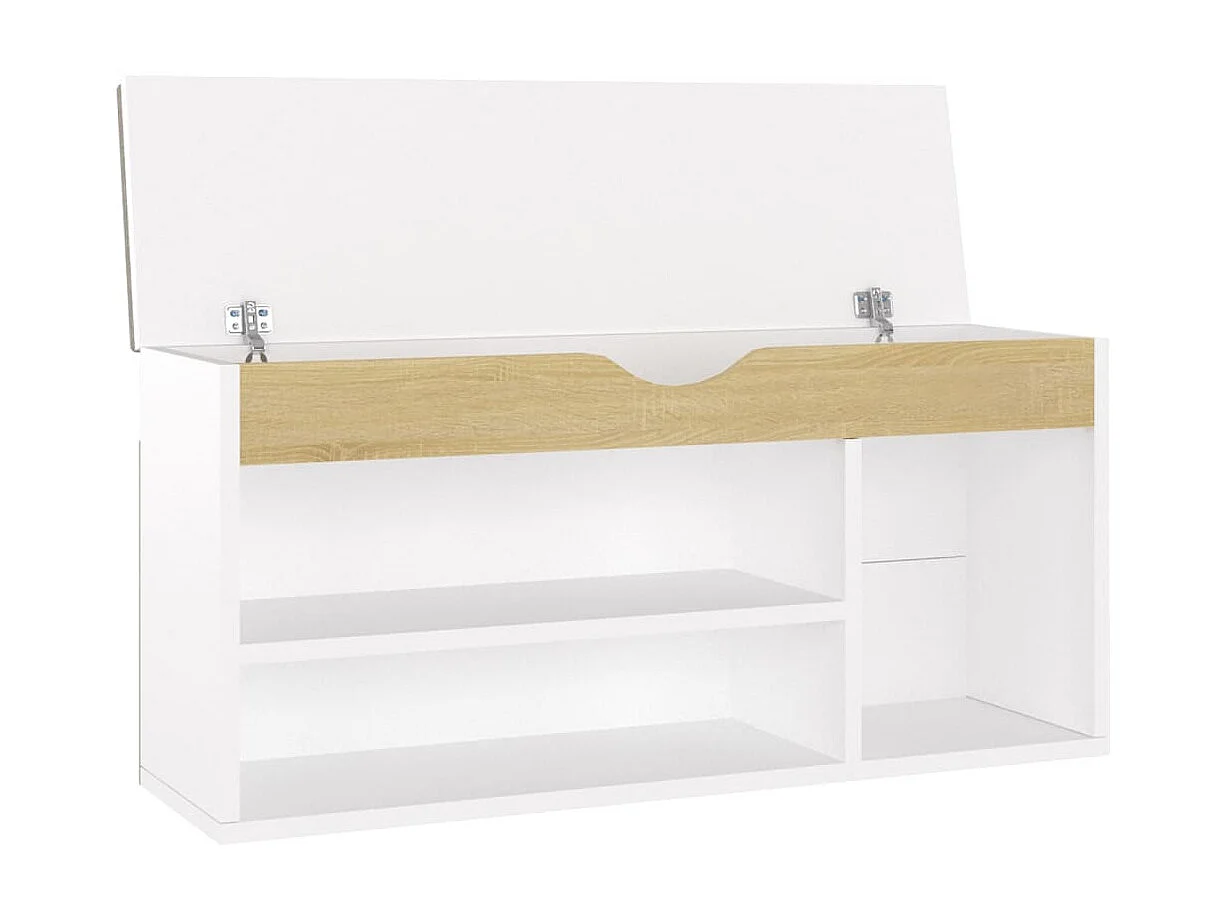 Cuscino per panca per scarpe Bianco e rovere 104x30x49 cm Truciolato