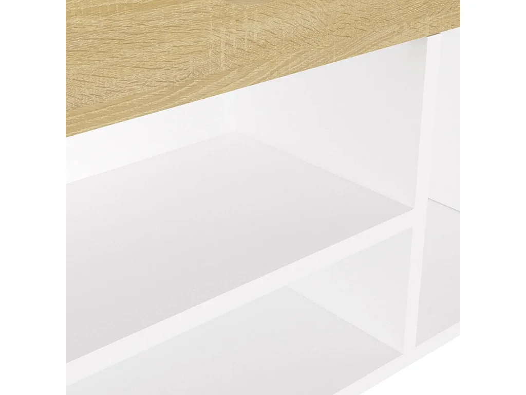 Cuscino per panca per scarpe Bianco e rovere 104x30x49 cm Truciolato