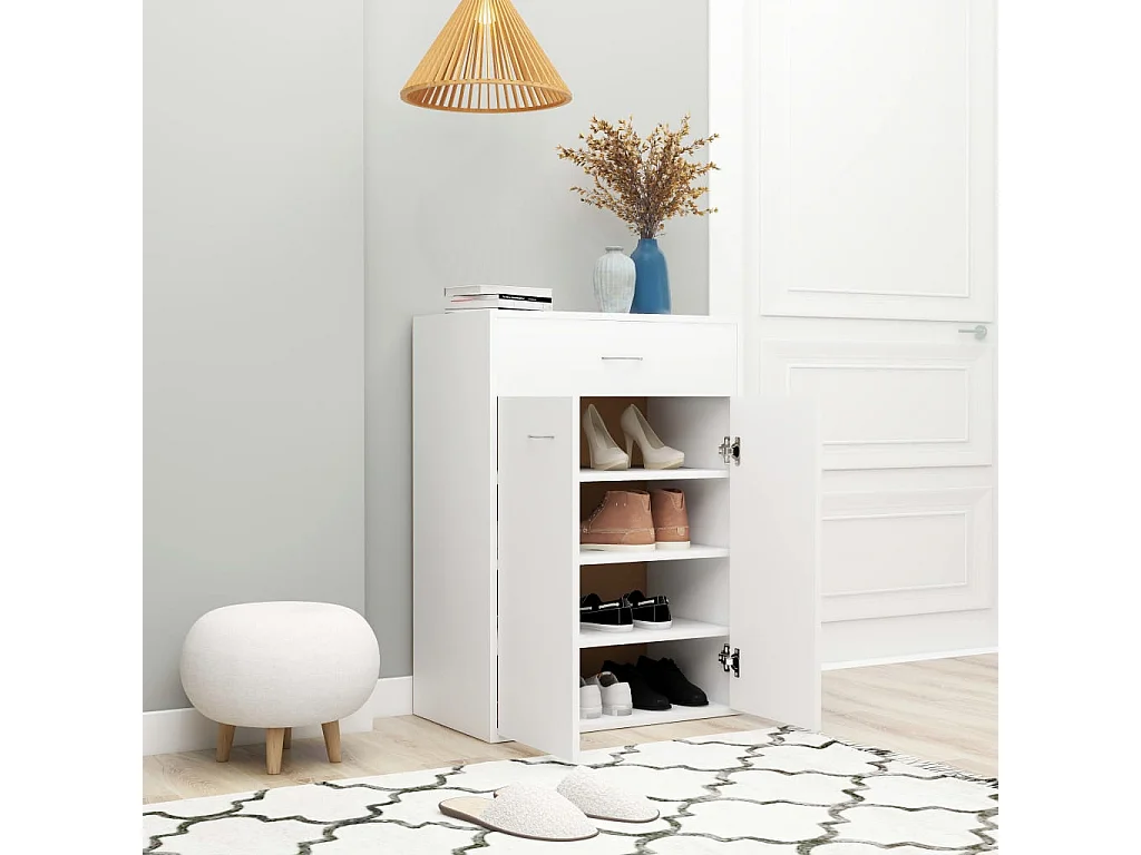 Armoire à chaussures Blanc 60x35x84 cm Bois d'ingénierie