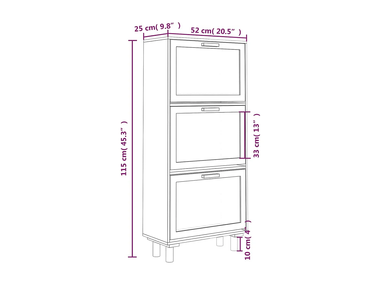 Armoire à chaussures Marron 52x25x115cm Bois d'ingénierie/rotin