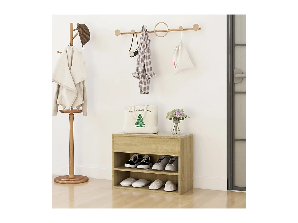 Banc à chaussures Chêne sonoma 60x30x45 cm Aggloméré