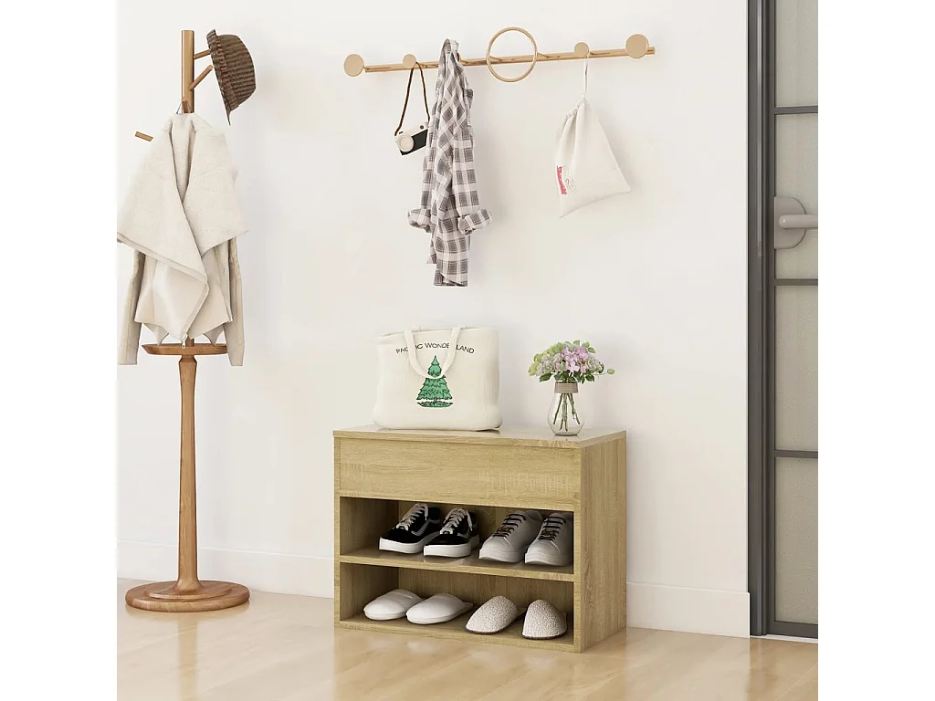 Banc à chaussures Chêne sonoma 60x30x45 cm Aggloméré