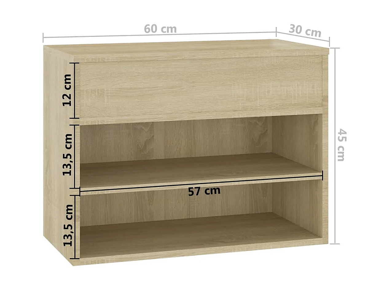Banc à chaussures Chêne sonoma 60x30x45 cm Aggloméré
