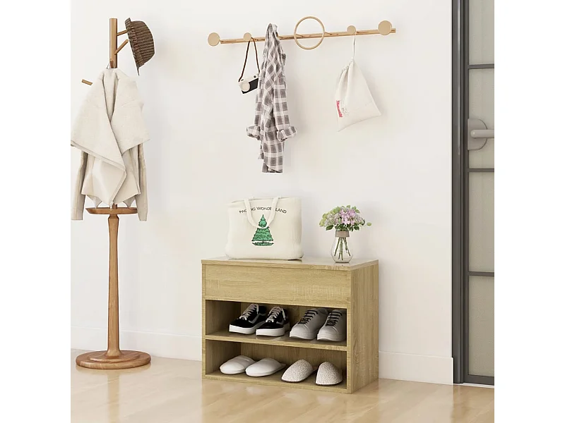 Banc à chaussures Chêne sonoma 60x30x45 cm Aggloméré
