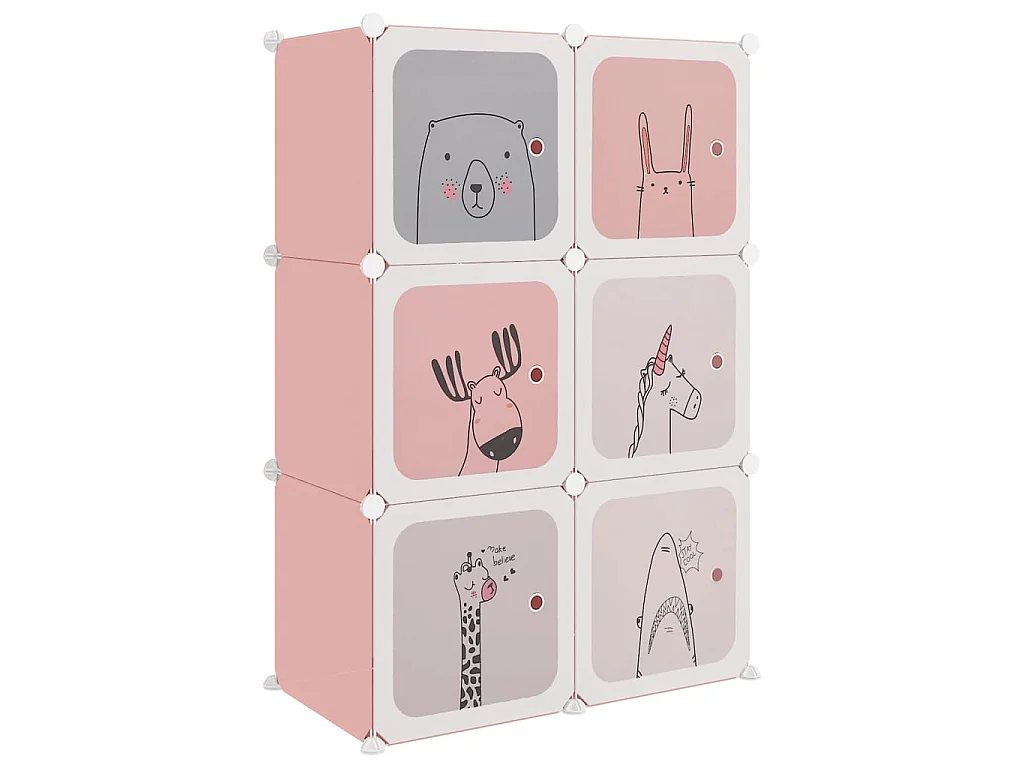 Mobile portaoggetti per bambini con 6 cubi Rosa PP
