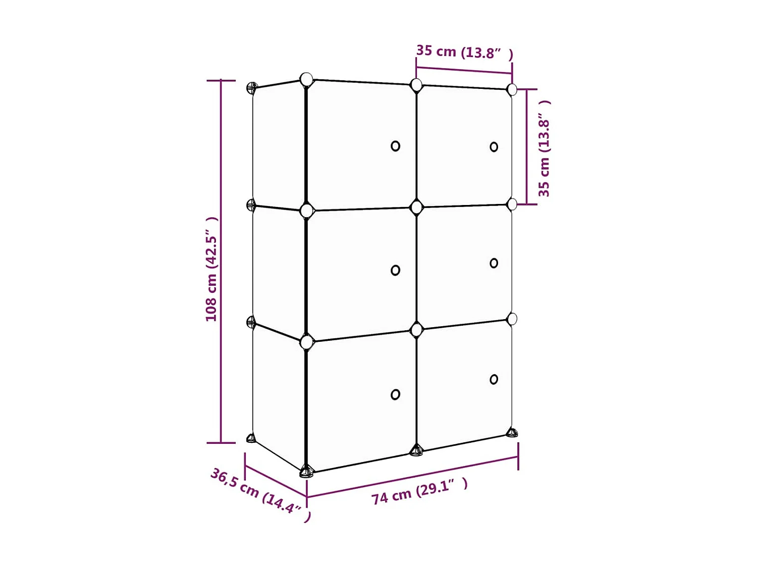 Mobile portaoggetti per bambini con 6 cubi Rosa PP