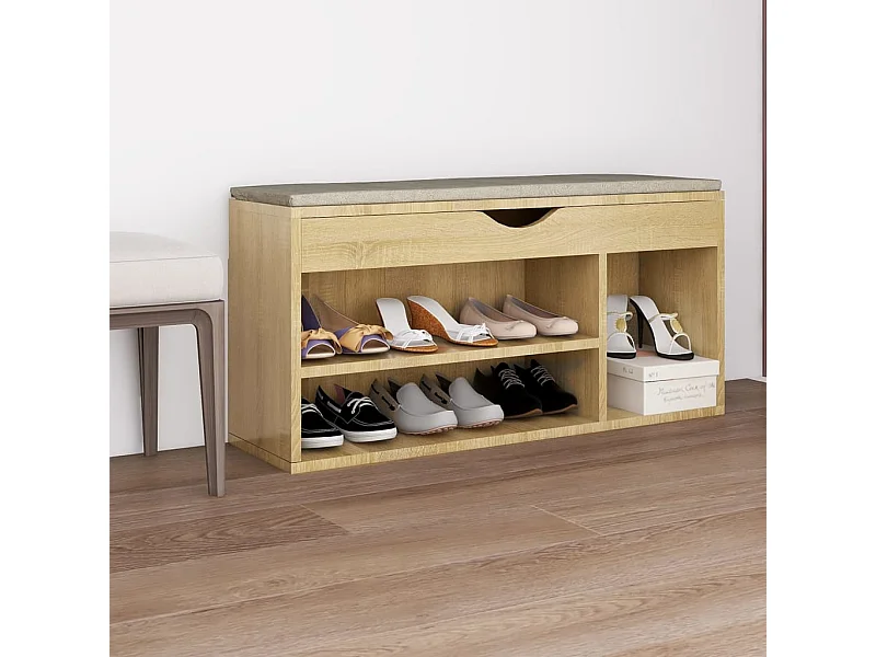 Banc à chaussures coussin Chêne Sonoma 104x30x49 cm Aggloméré