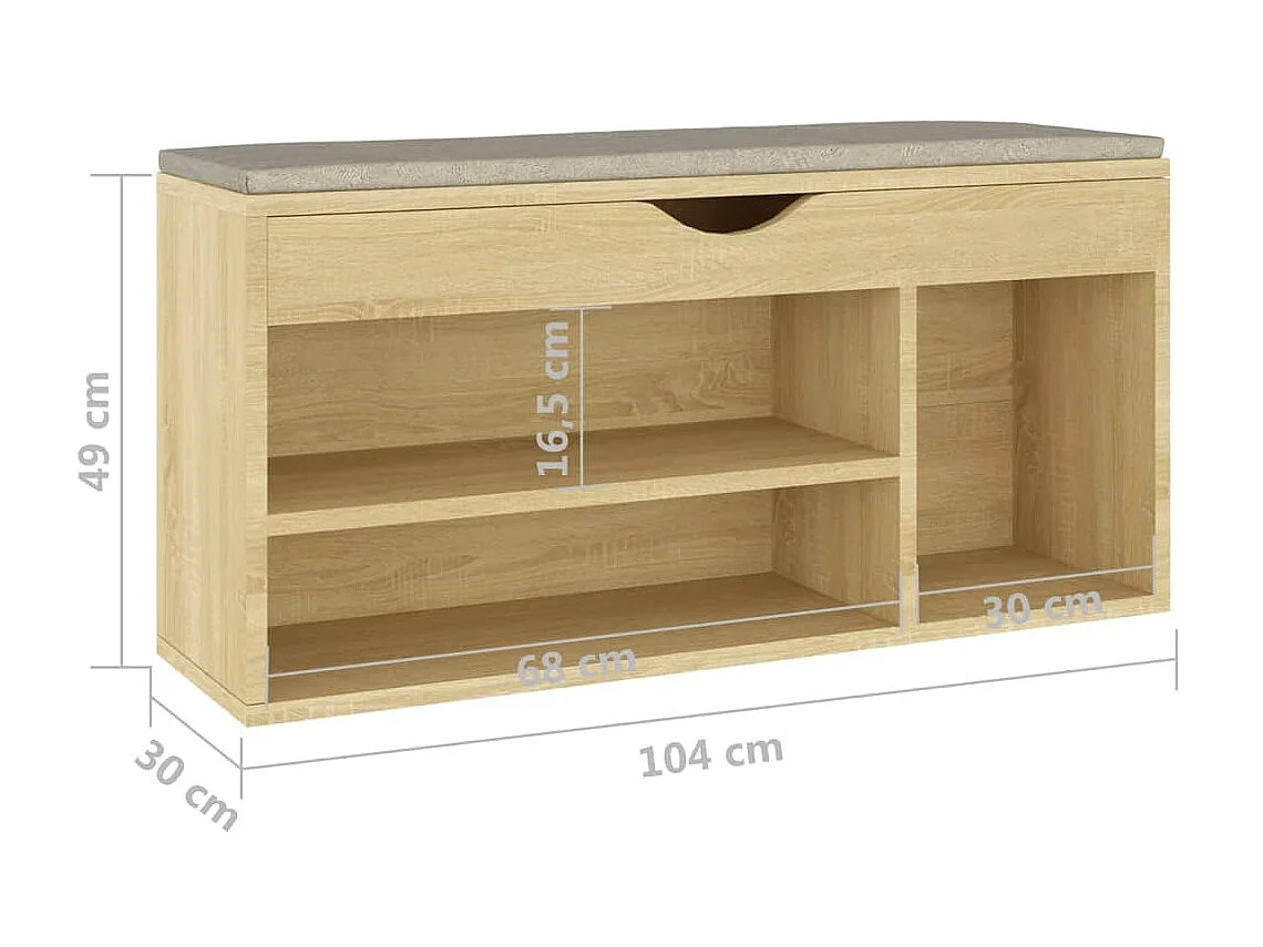 Cuscino per panca per scarpe Rovere Sonoma 104x30x49 cm Truciolato